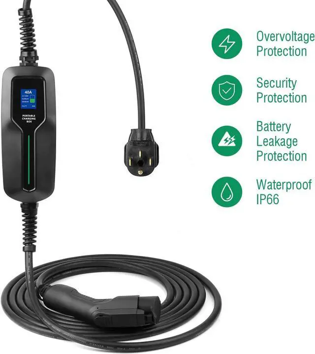 Alt view image 4 of 7 - 32 Amp EV Charger Level 2,(NEMA 14-50, 32A/25ft,7.68KW) Portable Electric Vehicle Charging Station for Electric and Hybrid Vehicles