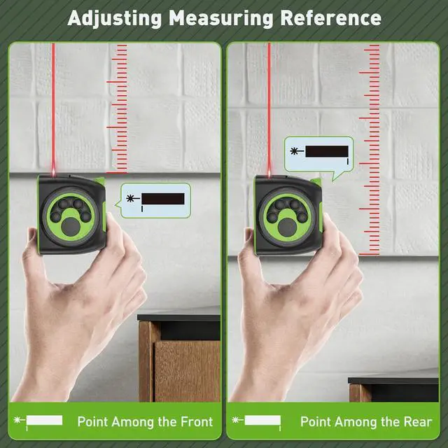 Alt view image 6 of 7 - 2-in-1 Laser Tape Measure, 197Ft Rechargeable Laser Measurement Tool & 16Ft. Measure Tape with Backlit LCD & Movable Hook -Pythagorean, Area, Volume, M/in/Ft Unit Switch Digital Distance Meter