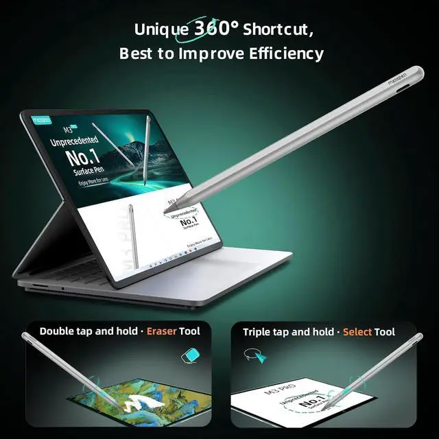 Alt view image 4 of 6 - M3 Pro for Surface (4096 Finest Control, 360° Touch Button) - Work for Surface Pro 7/7+/8/9/X,Surface Go 3/Book 3/Laptop 4/Studio 2,  VivoBook Flip 14, for Creators,Students