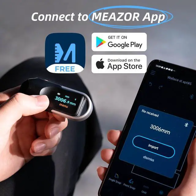 Alt view image 5 of 6 - NeoRulerGO Digital Tape Measure with Laser, Rechargeable Smart Long Distance Rolling Measuring Tool for Flat Curved Diameter Odd Shapes, Bluetooth App, Pocket Size Cool Gadgets Gift for Men,Dad