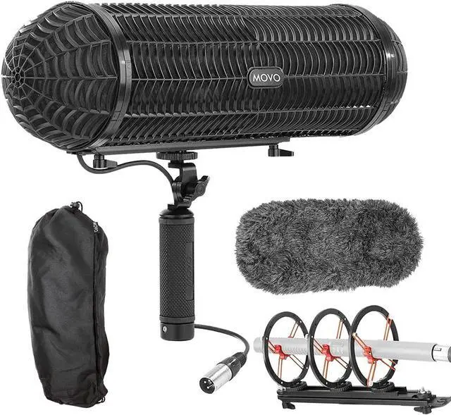 Main image of BWS1000 Blimp Wind & Vibration Protection System for Shotgun Microphones - Features 12-point Internal Shockmount, Integrated XLR Cable, Furry Deadcat Windscreen & Grip Handle with Boom Attachment