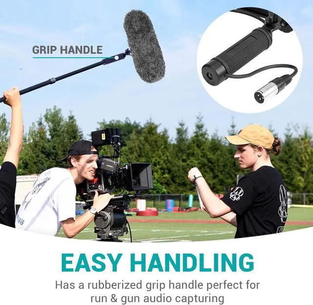 Alt view image 3 of 7 - BWS1000 Blimp Wind & Vibration Protection System for Shotgun Microphones - Features 12-point Internal Shockmount, Integrated XLR Cable, Furry Deadcat Windscreen & Grip Handle with Boom Attachment