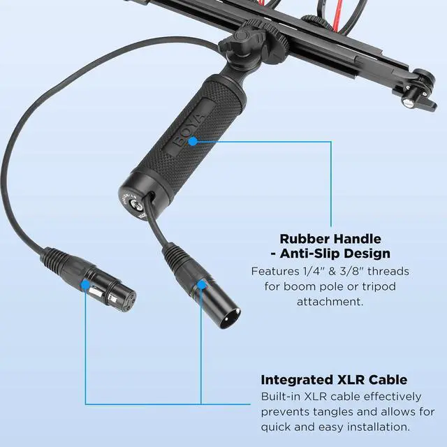 Alt view image 2 of 7 - BY-WS1000 Microphone Blimp Windshield Integrated XLR Cable Wind & Vibration Protection System for Shotgun Microphones with Shock Mount Furry Deadcat Windscreen & Grip Handle