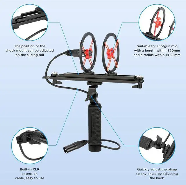Alt view image 5 of 7 - BY-WS1000 Microphone Blimp Windshield Integrated XLR Cable Wind & Vibration Protection System for Shotgun Microphones with Shock Mount Furry Deadcat Windscreen & Grip Handle