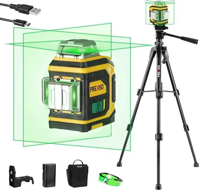 Main image of Rechargeable 360° Self Leveling Green Laser Level with Tripod, Magnetic Base, Glasses - For Construction, Tile, Home Renovation