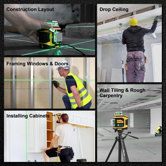 Alt view image 5 of 6 - Rechargeable 360° Self Leveling Green Laser Level with Tripod, Magnetic Base, Glasses - For Construction, Tile, Home Renovation
