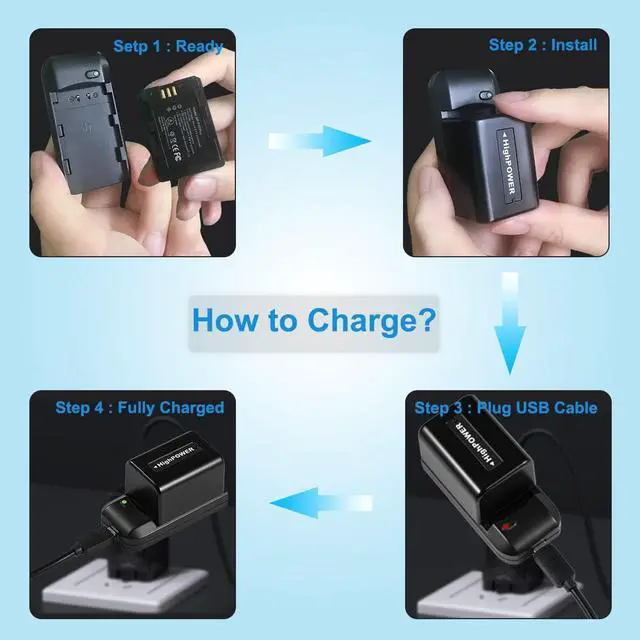 Alt view image 2 of 6 - Camcorder Digital Video Camera Travel Charger and 2-Pack 3.7V 2000mAh NP-FV5 Plus Rechargeable Lithium Battery (NP-FV5 Plus/NP-FV5 Battery Charger)