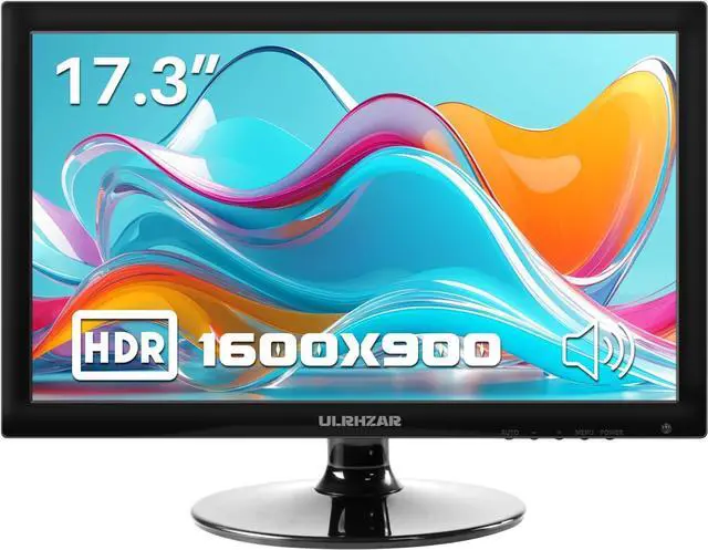 Main image of 17.3 Inch Security Camera Monitor, PC Desktop Monitor 16:9, CCTV Monitor 60Hz LCD Display Screen with HDMI VGA,Built-in Speakers for CCTV Security DVR NVR Raspberry Pi, Wall Mounting 1600x900