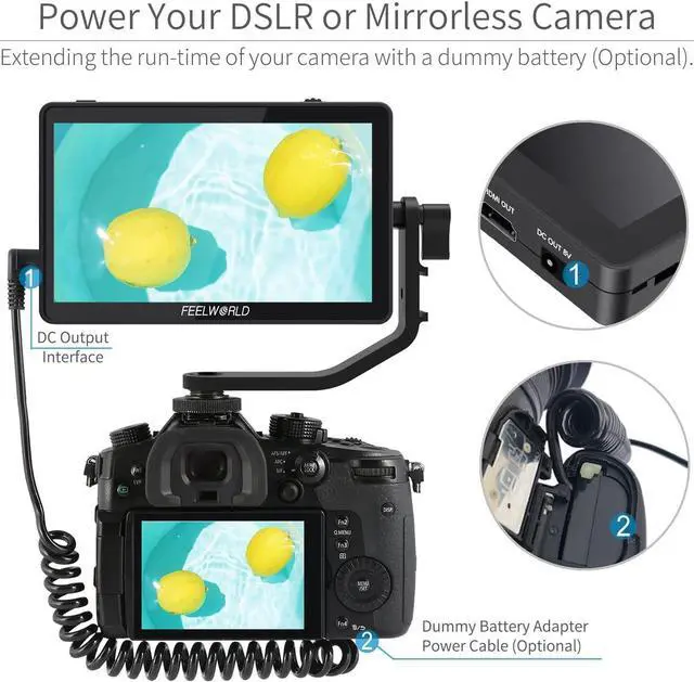 Alt view image 6 of 7 - F6 Plus V2 6 inch DSLR Camera Field Touch Screen Monitor with HDR 3D Lut Small Full HD 1920x1080 IPS Video Peaking Focus Assist 4K HDMI 8.4V DC Input Output Include Tilt Arm