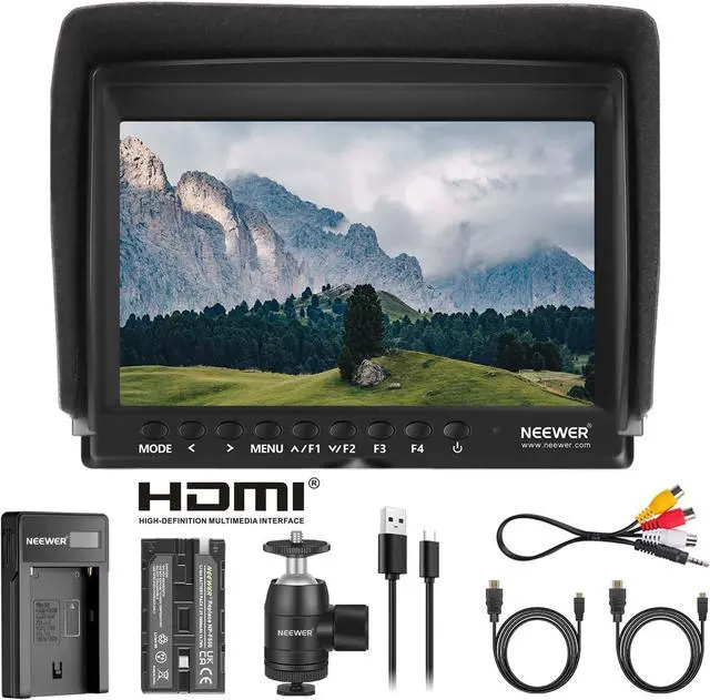Main image of Upgraded F100 7 Inch Camera Field Monitor HD Video Assist Slim IPS 1280x800 HDMI Input 1080p with 2600mAh Battery & USB Charger for DSLR Cameras, Handheld Stabilizer, Film Video Making Rig