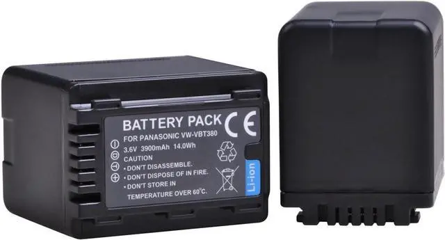Alt view image 2 of 7 - 2Packs VW-VBT380 VW-VBT190 Battery (3900mAh) + Dual USB Charger for Panasonic HC-V210, HC-V250, HC-V380, HC-V510, HC-V520, HC-V550, HC-V710, HC-V720, HC-V750, HC-V770, HC-VX870, HC-VX981
