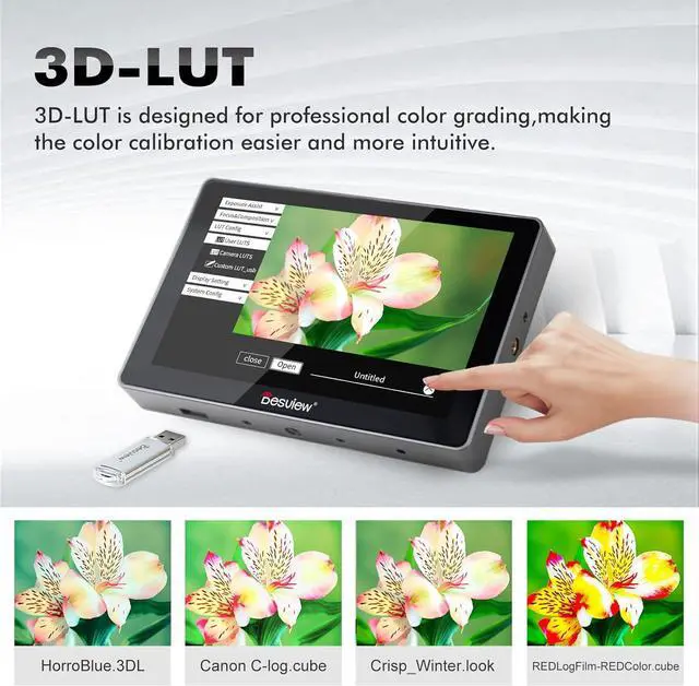 Alt view image 4 of 7 - R705 Camera Field Monitor, 7 inch Touch Screen Field Monitor Full HD 1920x1200IPS 4K HDMI with 3D LUT Waveform Peaking Focus Assist Video Monitor for DSLR