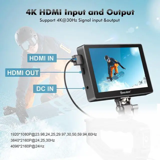 Alt view image 6 of 7 - R705 Camera Field Monitor, 7 inch Touch Screen Field Monitor Full HD 1920x1200IPS 4K HDMI with 3D LUT Waveform Peaking Focus Assist Video Monitor for DSLR