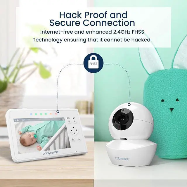 Alt view image 5 of 7 - Baby Monitor with 2 Cameras and Audio 4.3", Non WiFi Baby Monitor, Dual Split Screen, Portable Double Sleep Video Monitor, Auto Night Vision & Light, Lullabies & White Noise, Two-Way Audio