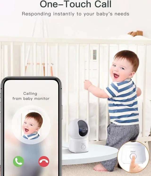 Alt view image 5 of 7 - Video Baby Monitor with Camera and Audio, 5-inch Smart Baby Camera Monitor with Free Phone App, 1080P, VOX, PTZ, One-Touch Call, Temp Sensor, Lullaby, Night Vision, Auto Tracking, 2-Way Talk