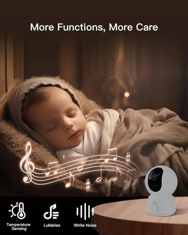 Alt view image 7 of 7 - Video Baby Monitor with Camera and Audio, 5-inch Smart Baby Camera Monitor with Free Phone App, 1080P, VOX, PTZ, One-Touch Call, Temp Sensor, Lullaby, Night Vision, Auto Tracking, 2-Way Talk