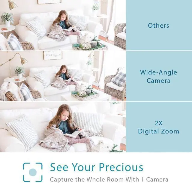 Alt view image 5 of 7 - HD Auto Noise Reduce Baby Monitor with 2 Cameras No WiFi, Long Range, Split Screen, 2-Way Audio, Lullaby, Ideal Gift by Moonybaby Split50