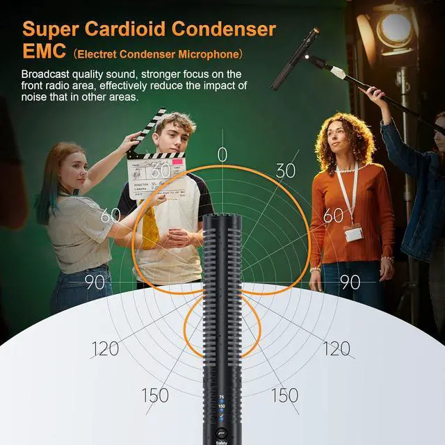 Alt view image 2 of 7 - VM30 Shotgun Microphone - Professional Wireless Mic for DSLR Camera, Smartphone and PC with 70/150Hz, 328' Range, USB C Digital Output- Perfect for Video Recording, Podcasting and Interview