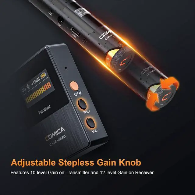Alt view image 5 of 7 - VM30 Shotgun Microphone - Professional Wireless Mic for DSLR Camera, Smartphone and PC with 70/150Hz, 328' Range, USB C Digital Output- Perfect for Video Recording, Podcasting and Interview