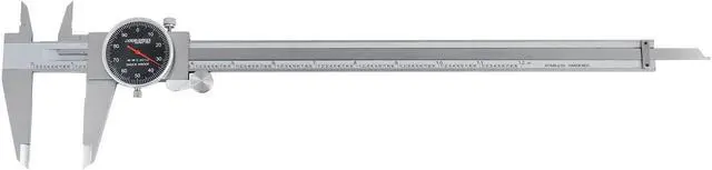 Alt view image 2 of 7 - Industrial Tools 0-12'' by 0.001'' Black Face, Red Needle, Dial Caliper Stainless Steel in Fitted Box, P920-B212
