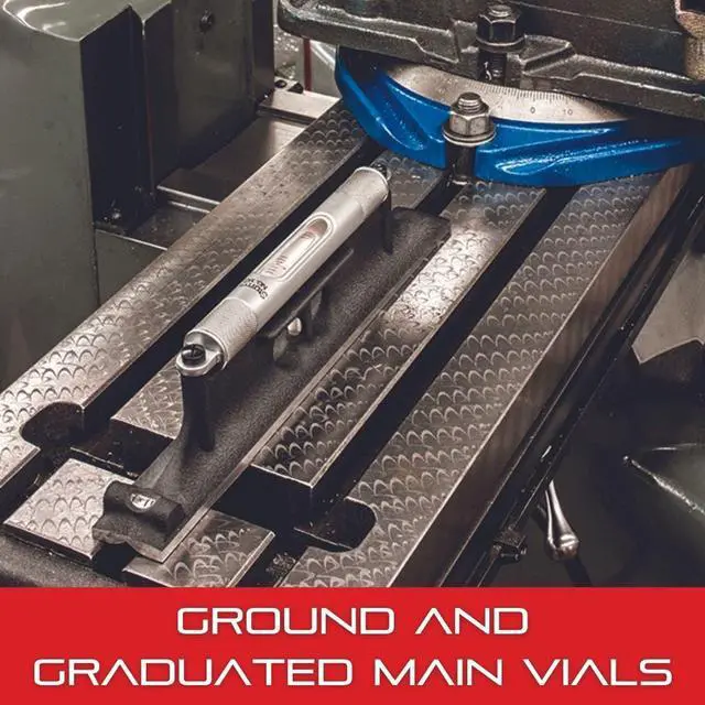 Alt view image 5 of 7 - Machinists' Level with Ground and Graduated Main Vial - Ideal for Machine Shop and Tool Room Use - 6" (150mm) Length, Cross Test Vial, Without Case - 98-6