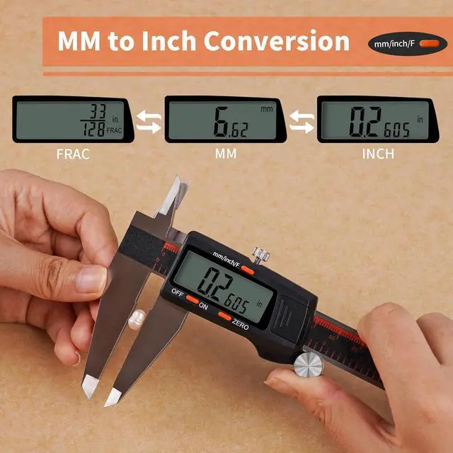 Alt view image 3 of 7 - Digital Caliper 0-12 Inch/300mm with Large LCD Screen,Electronic Digital Vernier Caliper Auto-Off Feature, Inch/MM/Fraction,Digital Ruler,for 3D Printing/Jewelers/Woodworkers