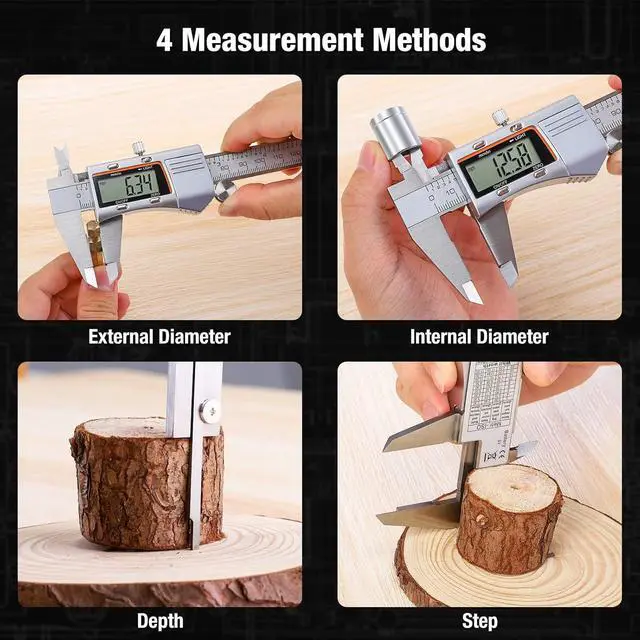Alt view image 5 of 6 - Digital Caliper 12 inch 300mm Micrometer Caliper All Stainless Steel Electronic Diameter Measuring Tool with Large LCD Screen for Household/Jewelers/DIY