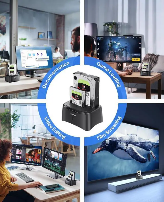 Alt view image 6 of 7 - Hard Drive Docking Station, dockteck USB 3.0 to SATA Dual Bay External Hard Drive Enclosure for 3.5 or 2.5 inch SATA HDD SSD with Offline Clone