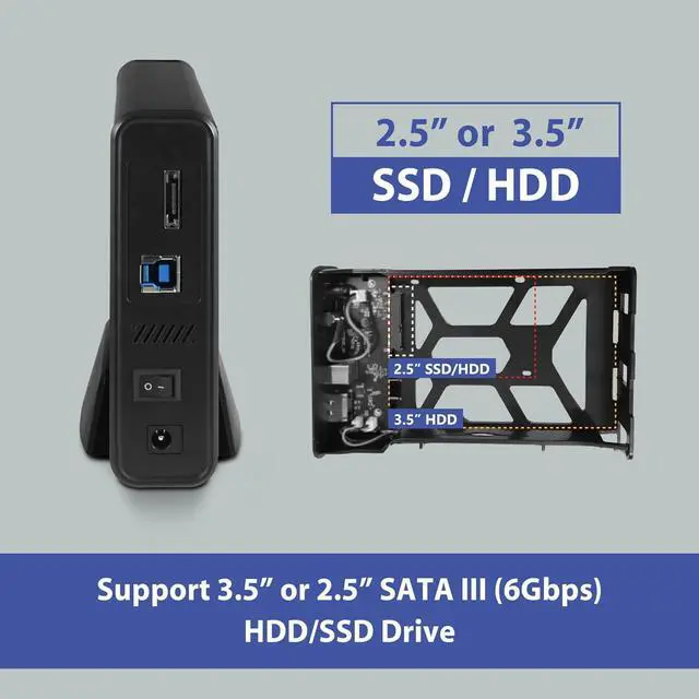 Alt view image 4 of 6 - USB 3.2 Gen1x1, 3.5&" or 2.5 SATA III HDD/SSD Drive Green Enclosure with eSATA (NST-358SU3-BK), Black