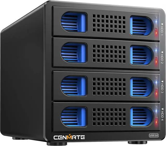 Main image of 4 Bay Hard Drive Enclosure with Cooling Fan for 2.5/3.5&" SATA HDD/SSD with USB A/C 3.0eSATA Cable, 3.5 Hard Drive Reader Supports 72TB Capacity(NO RAID/NAS)