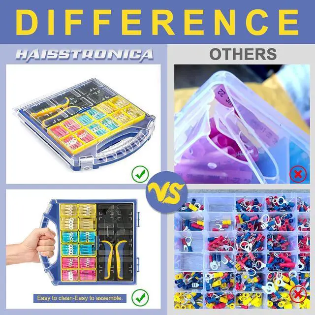 Alt view image 5 of 6 - 380PCS Marine Grade Heat Shrink Wire Connectors Set, 22-10 AWG Electrical Wire Connectors Kit,Ring Fork Butt Splice(3Color/12Size),with 9" Crimping Tools and Organizer