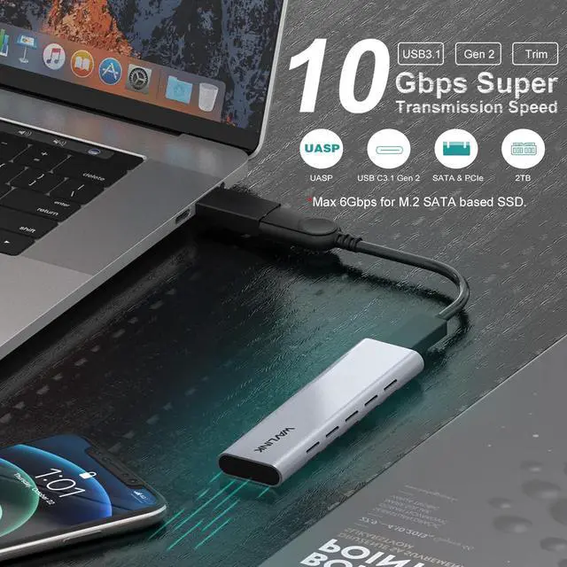 Alt view image 4 of 7 - 40Gbps M.2 NVMe SSD Enclosure, Tool-Free Installation, NVMe Enclosure for MacBook Compatible with Thunderbolt 4/3/USB4/3.2/3.1/3.0/2.0, Support SSD Size 2230/2242/2260/2280 B+M/M-Key, Max 8TB