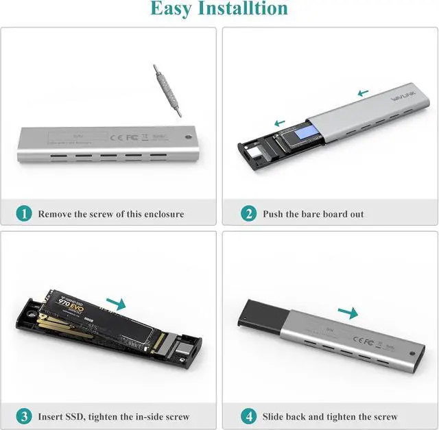 Alt view image 5 of 7 - 40Gbps M.2 NVMe SSD Enclosure, Tool-Free Installation, NVMe Enclosure for MacBook Compatible with Thunderbolt 4/3/USB4/3.2/3.1/3.0/2.0, Support SSD Size 2230/2242/2260/2280 B+M/M-Key, Max 8TB