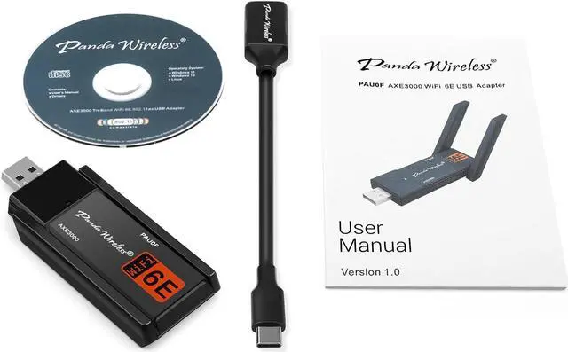 Alt view image 5 of 5 - PAU0F AXE3000 Tri Band (2.4/5 / 6 GHz) WiFi 6E USB 3.0 Adapter - Windows 10/11, Zorin, MX Linux, EndeavourOS, Mint, Ubuntu, Manjaro, openSUSE, Fedora, Kali and Raspbian