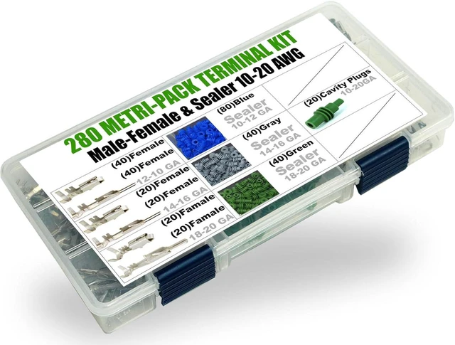 Main image of 340pcs (Male, Female Terminals, Cavity, Sealer) Metri-Pack 280 Series 30 Amp, Weatherproof Electrical Kit 10-20 AWG