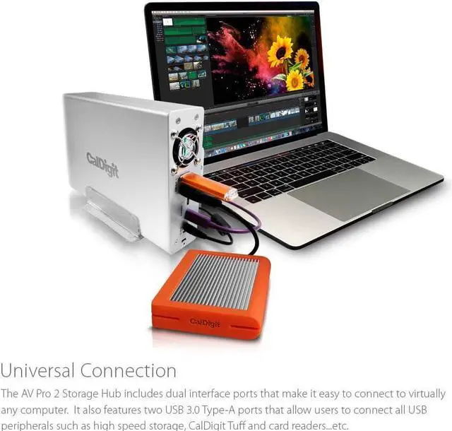 Alt view image 4 of 7 - AV Pro 2 Storage Hub USB C External Hard Drive - Charge up to 30W, Compatible with USB-C and Thunderbolt Type-C Computers (0TB Enclosure Kit)