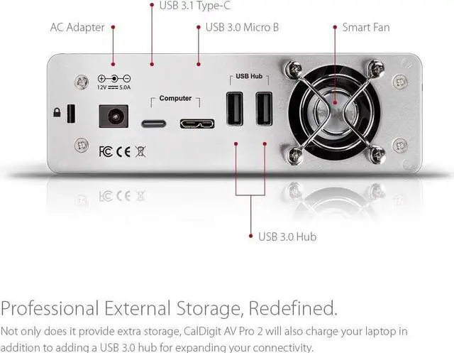 Alt view image 6 of 7 - AV Pro 2 Storage Hub USB C External Hard Drive - Charge up to 30W, Compatible with USB-C and Thunderbolt Type-C Computers (0TB Enclosure Kit)