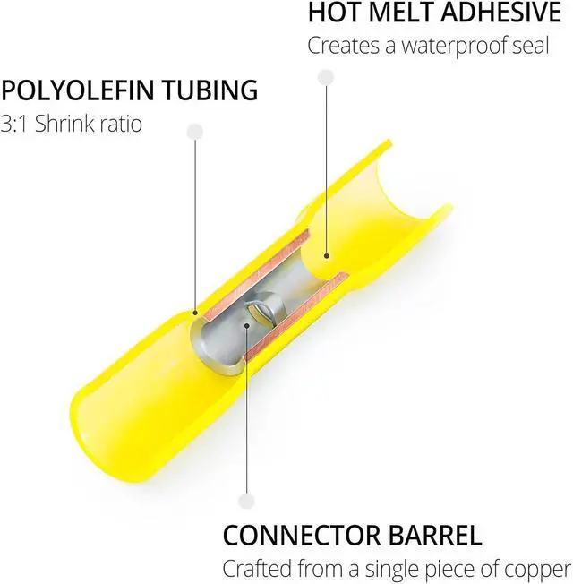 Alt view image 6 of 7 - Heat Shrink Wire Connectors Kit - a Resistant Electrical Connectors - Automotive Butt Connectors - Insulated Ring, Spade, Fork, Hook, T-Tap Crimp Terminals - 22-10 Gauge - 1080 PCS