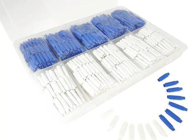 Main image of B Connectors Wire Splices Gel Filled, Waterproof Electrical Wire Crimp Bean Type Cable Connector for Outdoor Telephone Phone Security Lighting (White 500pcs & Blue 500 pcs)