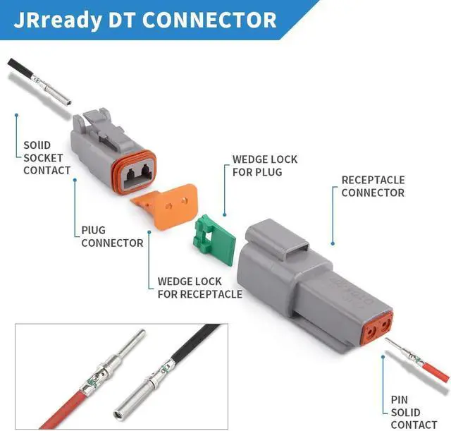 Alt view image 6 of 7 - 238PCS DT Connector Waterproofing, 2 3 4 6 8 12 Pin Deutsch DT Connector Kit with 82Pairs Size 16 Solid Contacts for Automotive Repair, Marine Waterproof Electrical Connector (ST6317)
