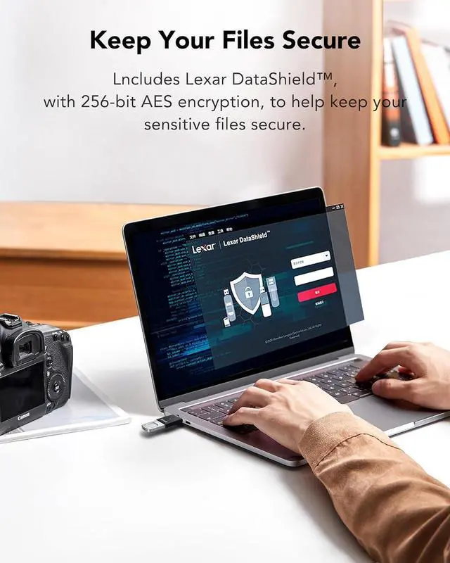 Alt view image 6 of 7 - 128GB JumpDrive Fingerprint F35 PRO USB 3.2 Gen 1 Flash Drive, Up to 400/300 MB/s Read/Write, Storage Expansion and Backup, 256-bit AES & Fingerprint Encryption (LJDF35P128G-RNBNG)