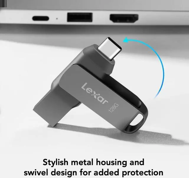 Alt view image 4 of 6 - 512GB JumpDrive Dual Drive D400 USB 3.2 Type-C & Type-A Flash Drive for Storage Expansion, Photo Back-up for iPhone 15, Up to 170MB/s, Metal Housing & Swivel Design, Titanium (LJDD400512G-BNQNU)