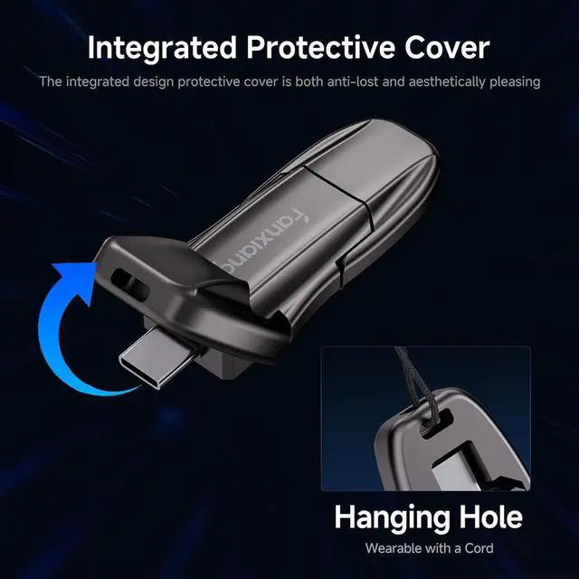 Alt view image 6 of 7 - Flash Drive 512GB USB 3.2 Gen2 Up to 1050MB/s USB Drive USB A + Type C External Portable SSD for iPhone 15/Pro/Android Phone/Windows/MacPC/Laptops FF952