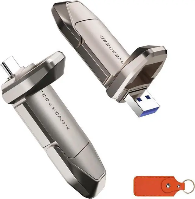 Main image of 256GB Solid State Flash Drive USB 3.2 550MB/s High Speed, Type C USB Dual Interface Drive USB Gen 2 Thumb Drive with Leather case, Compatible with Android/Windows/Mac OS/iOS/Linux