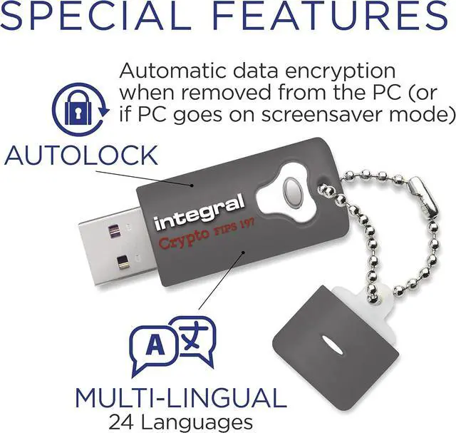 Alt view image 4 of 7 - 16GB Crypto-197 256-Bit 3.0 USB Flash Drive Encrypted - FIPS 197 Certified, Brute Force Password Attack Protection & Double Layer Waterproof Design