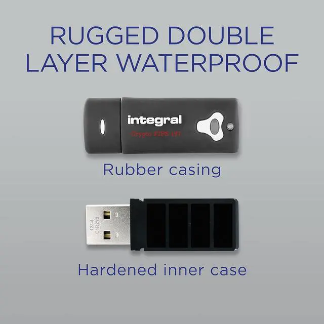 Alt view image 6 of 7 - 16GB Crypto-197 256-Bit 3.0 USB Flash Drive Encrypted - FIPS 197 Certified, Brute Force Password Attack Protection & Double Layer Waterproof Design