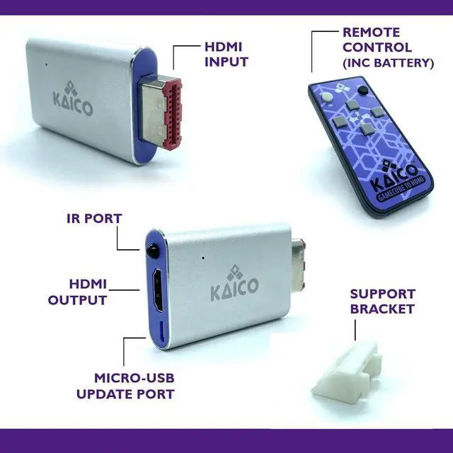 Alt view image 2 of 7 - HDMI Adapter Lead for The Nintendo Gamecube Running GCVideo Software. Supports 2X Line-Doubling and Includes Remote Control. A Simple Plug & Play Gamecube Adapter Solution by Kaico