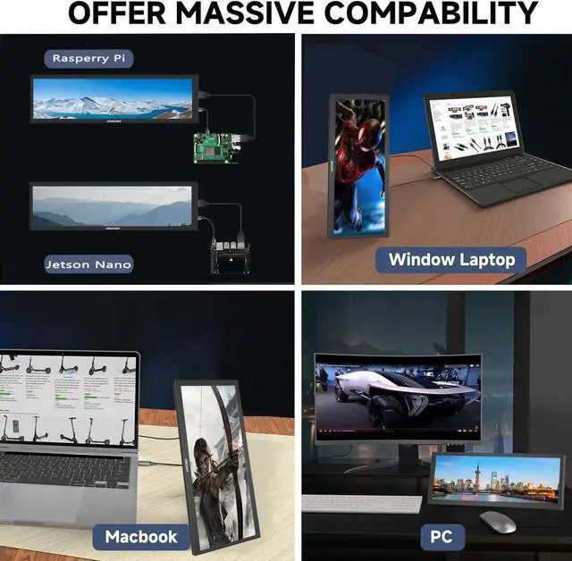 Alt view image 7 of 7 - 8.8 Inch Small Touchscreen Monitor, PC Temperature Display, PC Sensor Panel Display, IPS USB Mini Screen for Raspberry Pi,AIDA64 PC CPU RAM Data Monitor, Temperature Monitor for PC ARGB Computer Case