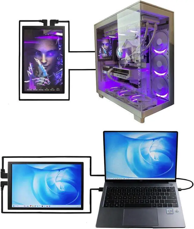 Alt view image 6 of 7 - 8 Inch Small Mini LCD Monitor 1280x800 IPS Screen Display for PC Case DIY Building/Laptop/Computer with Mini HD-MI Video Input