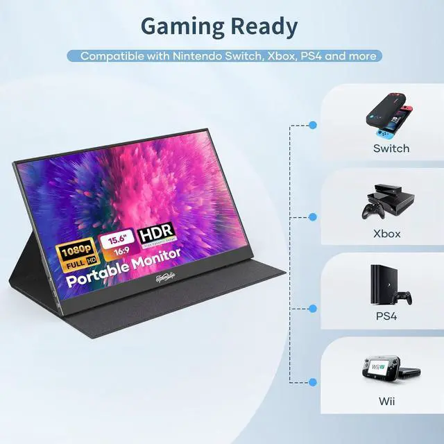 Alt view image 3 of 7 - Portable Monitor for Laptop 15.6inch, Laptop Monitor Extender 1080P FHD USB C Plug&Play, HDMI HDR IPS Gaming Monitor, External Monitor for Laptop PC Mac Phone PS4 Xbox Switch